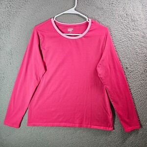 Lands' End Tee Top Women‎ Medium 10 12 Long Sleeve Stretch 2-Tone Pink